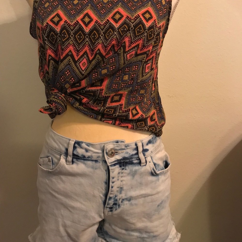 Acid Wash Denim Shorts